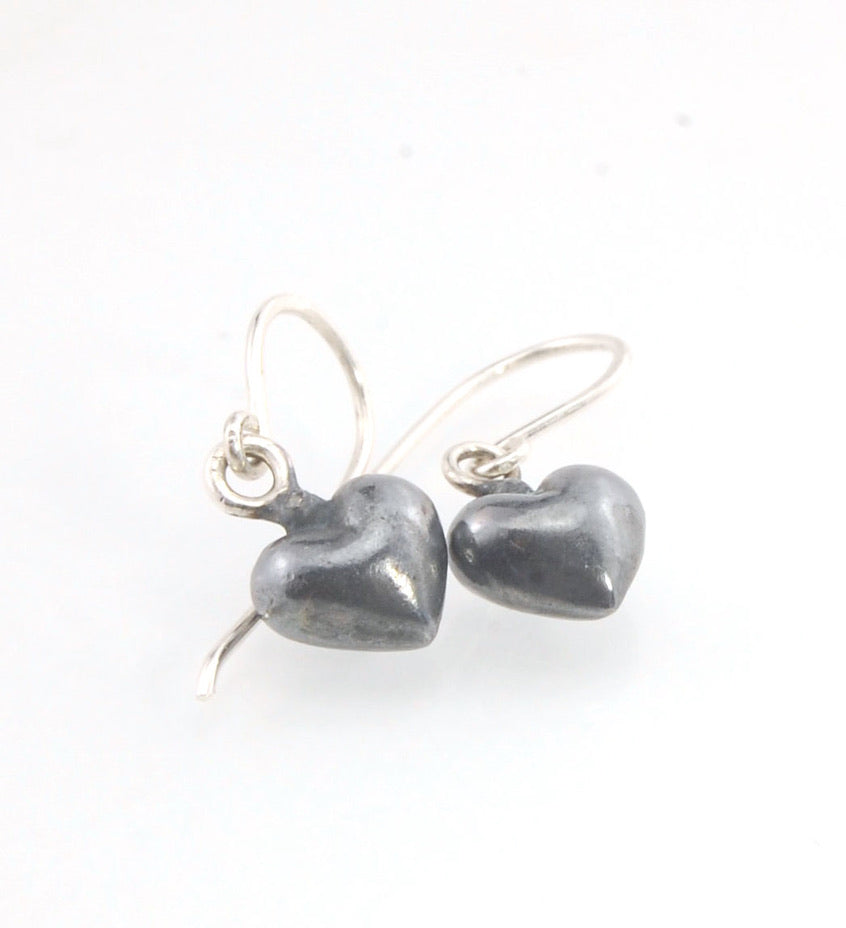 Small Puffy Heart Dangle Pendant in Sterling Silver
