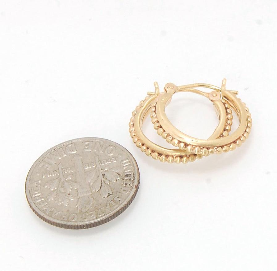 Etruscan hoops in 14k Gold - in 5 sizes