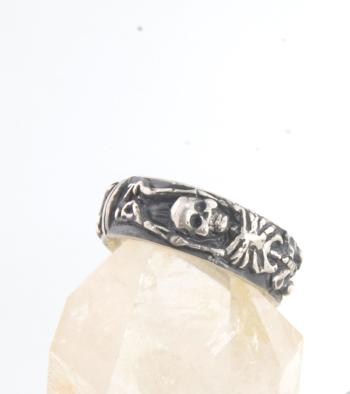 Oxidized Memento Mori Skeleton Ring in Sterling -2.7mm-8mm - Choose from 5 Designs