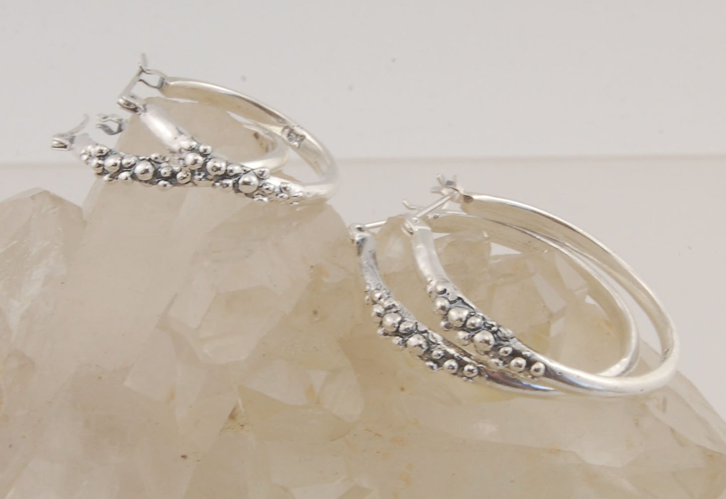 Bubble Hoops in Sterling