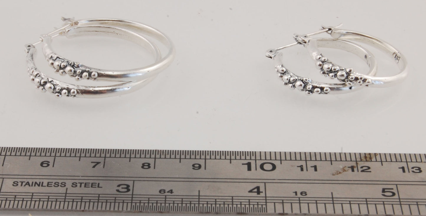 Bubble Hoops in Sterling