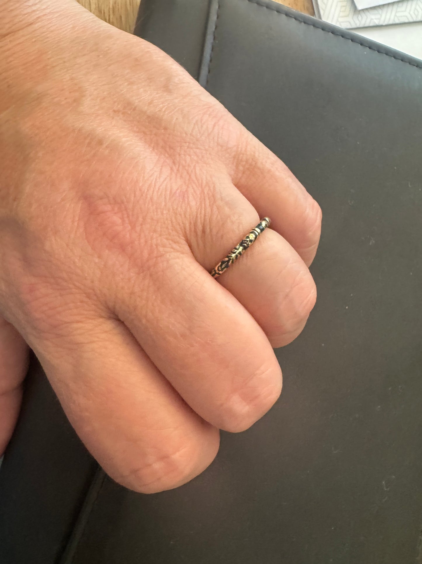 Memento Mori Skeleton Ring in 14k gold with Black enamel - 2.7mm