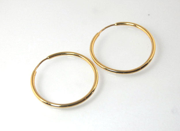 Solid Eternity Hoops 1" in Sterling Silver, 14k Yellow Gold, or 18k Yellow Gold