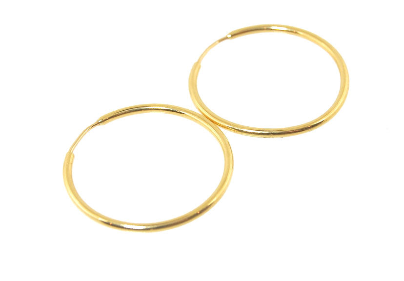 Solid Eternity Hoops 1" in Sterling Silver, 14k Yellow Gold, or 18k Yellow Gold