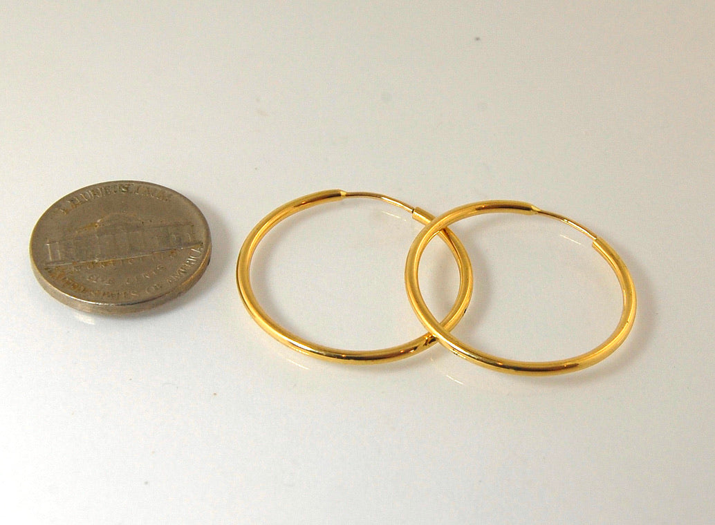 Solid Eternity Hoops 1" in Sterling Silver, 14k Yellow Gold, or 18k Yellow Gold