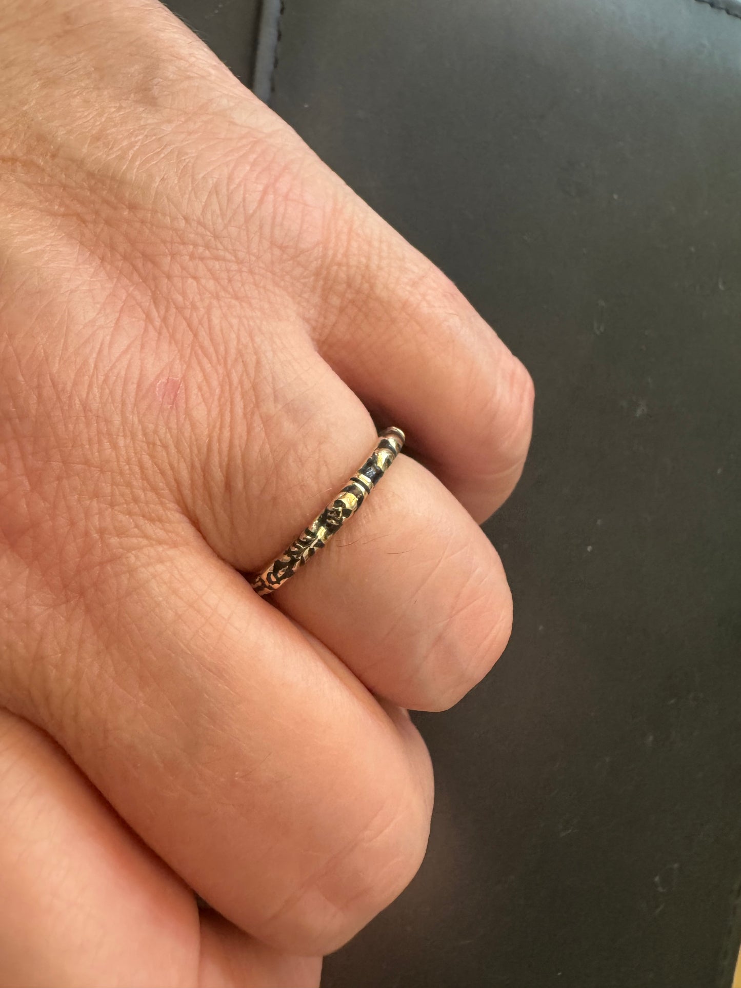 Memento Mori Skeleton Ring in 14k gold with Black enamel - 2.7mm