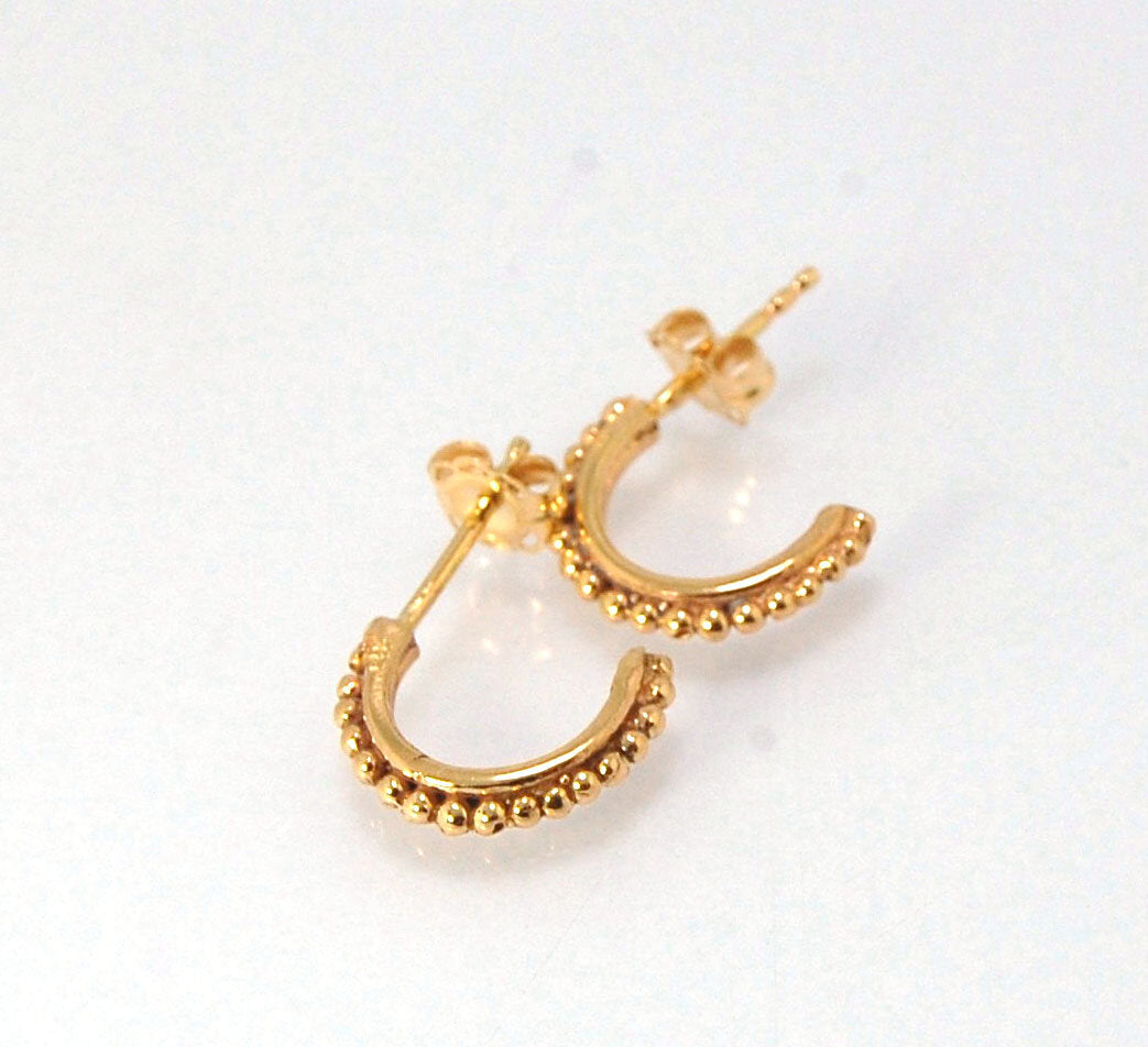 Etruscan Hoop Posts - Xtra Small in Sterling Silver These are my smallest Etruscan Hoops as a post-earring! Smaller than a dime - these post hoops hug your earlobe. So freakin’ cute! I like to wear them in my second piercing up and I prefer the gold! But