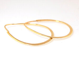 Long Hammered Lightweight 14k gold Hoops - One-of-a-Kind