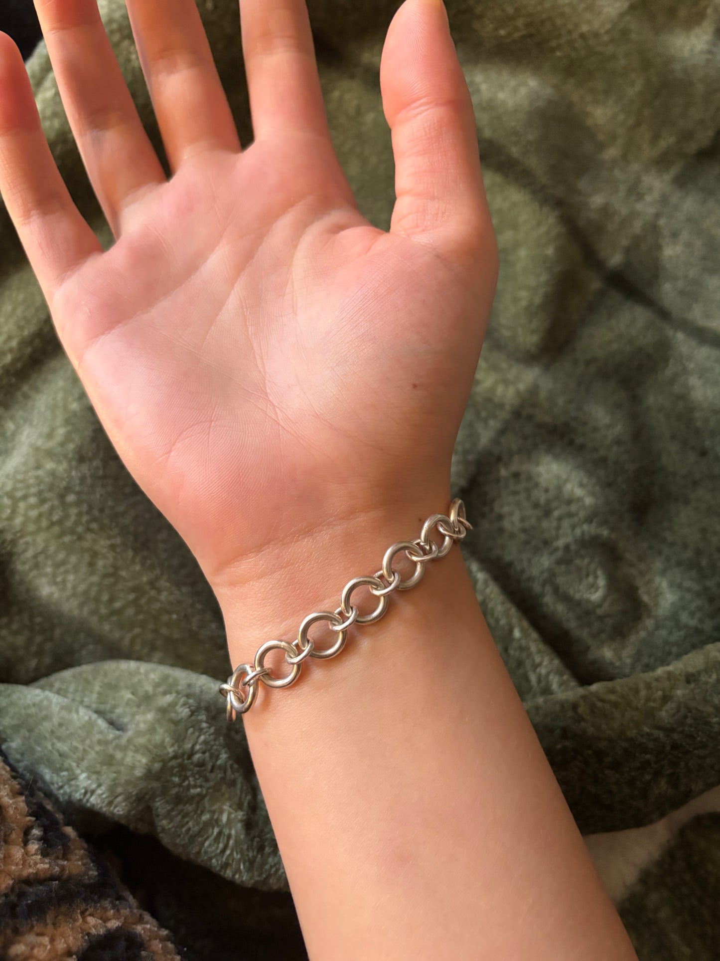 Shimmer Hammered Link Bracelet in Sterling Silver with Forged Safety clasp - in 4 sizes