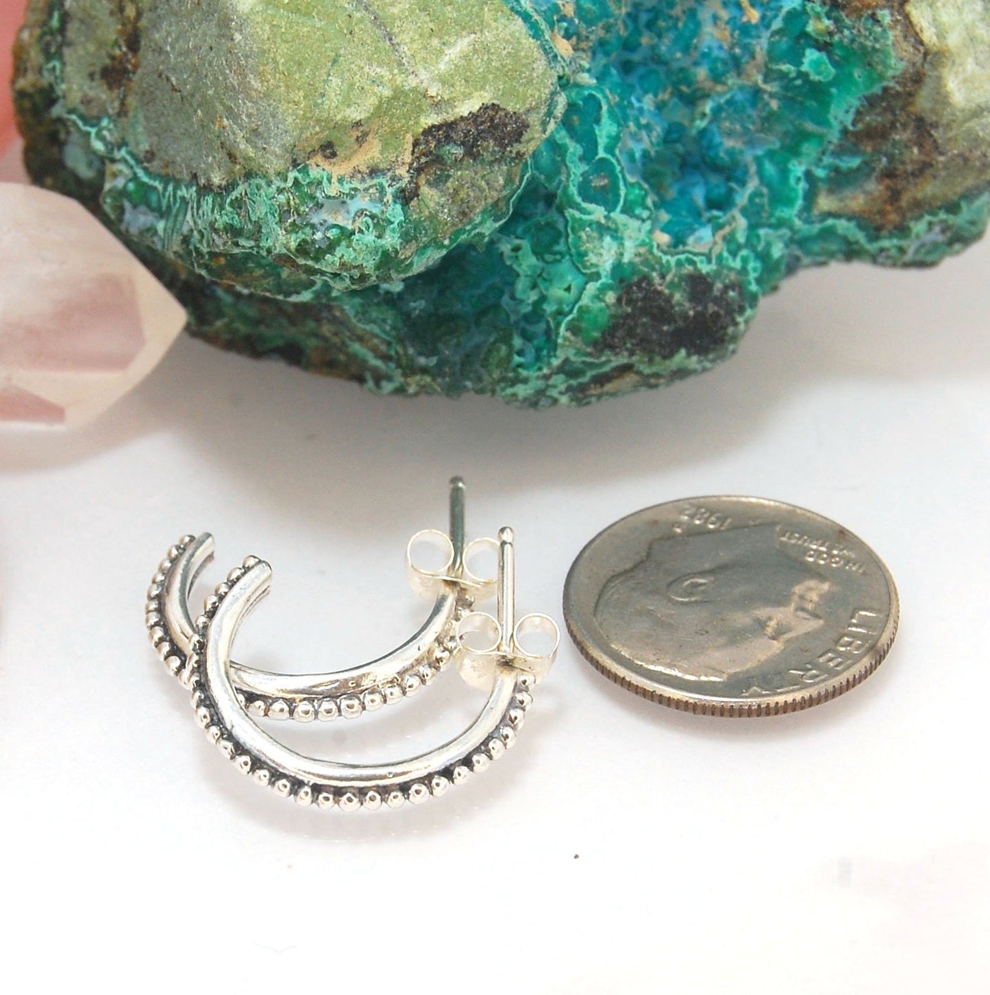 Etruscan Hoop Posts - Medium - Sterling Silver These are my Medium sized Etruscan Hoops as a post-earring!These sterling silver hoop posts are cast using the Lost Wax process from a granulated master for a limited edition series of hoops. I use fine silve