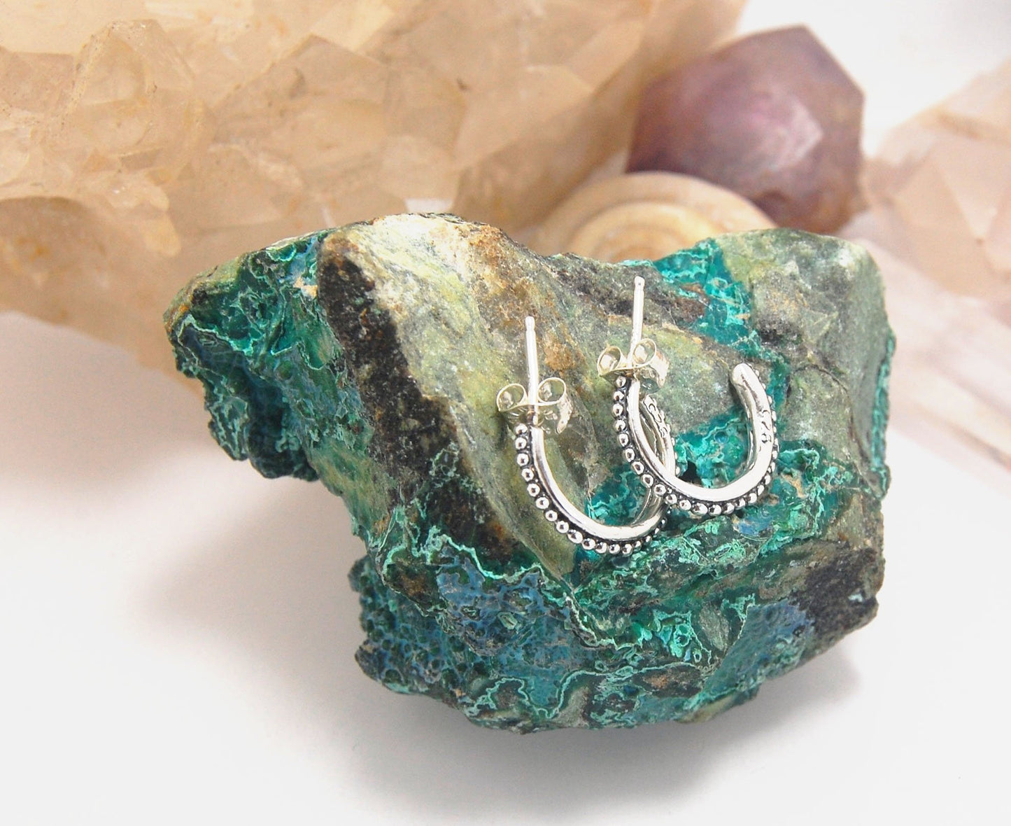 Etruscan Hoop Posts - Medium - Sterling Silver These are my Medium sized Etruscan Hoops as a post-earring!These sterling silver hoop posts are cast using the Lost Wax process from a granulated master for a limited edition series of hoops. I use fine silve