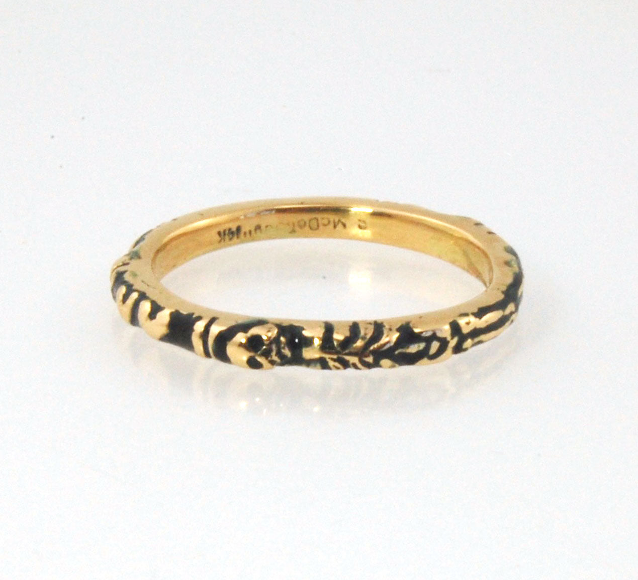 Memento Mori Skeleton Ring in 14k gold with Black enamel - 2.7mm
