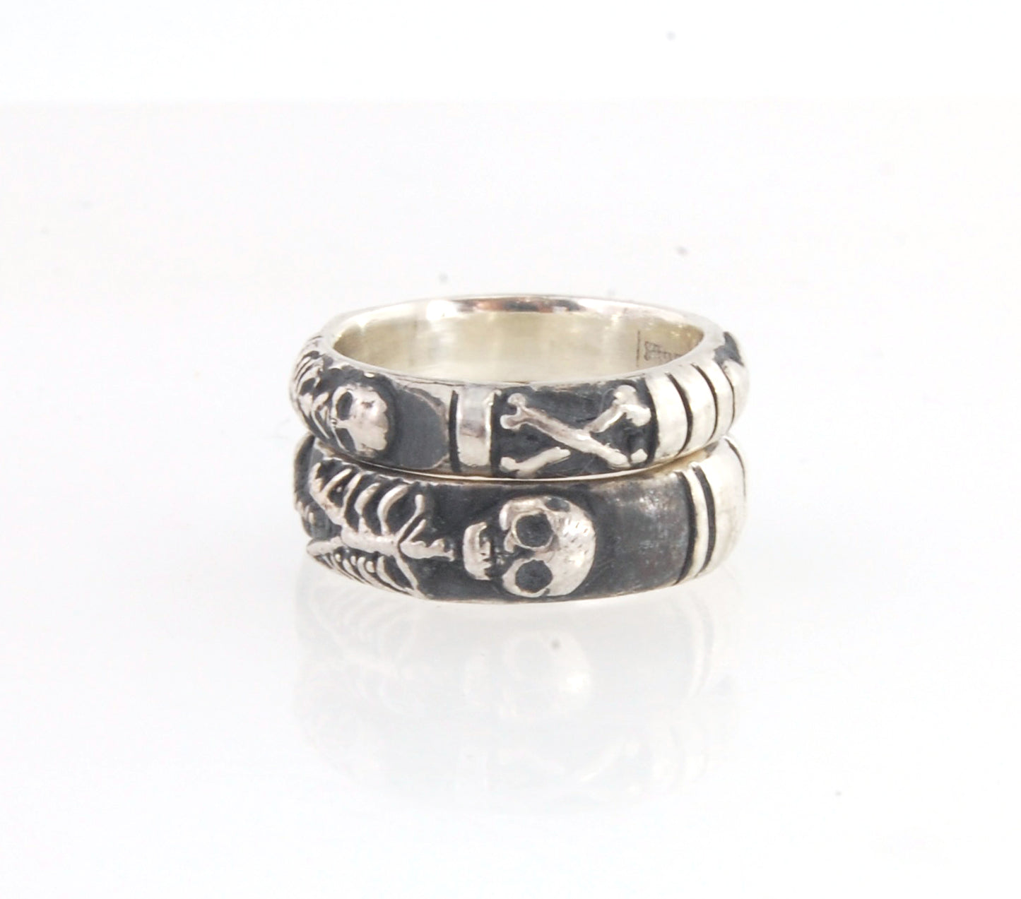 Oxidized Memento Mori Skeleton Ring in Sterling - Choose from 4 Designs