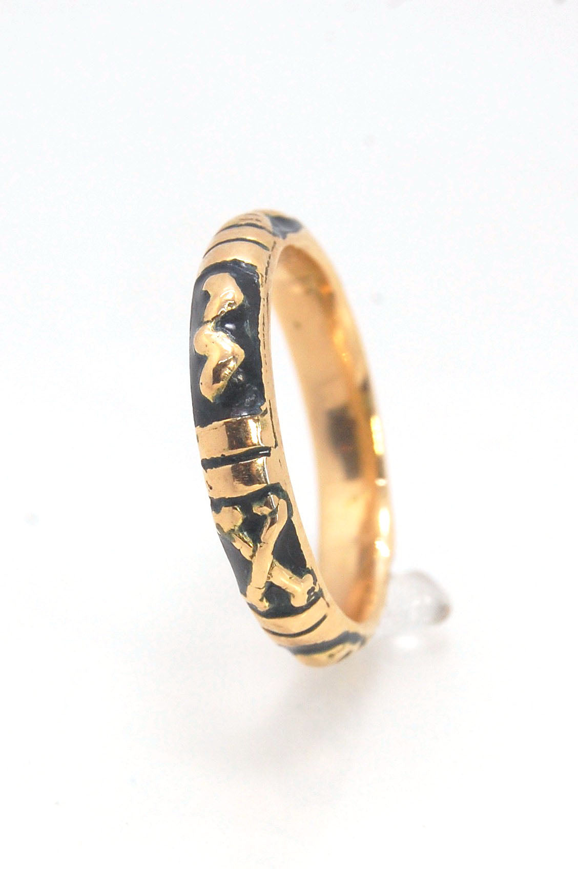 ENAMELED 14K Yellow Gold Memento Mori Skeleton Ring -2.7mm-8mm - Choose from 5 Designs (Copy)