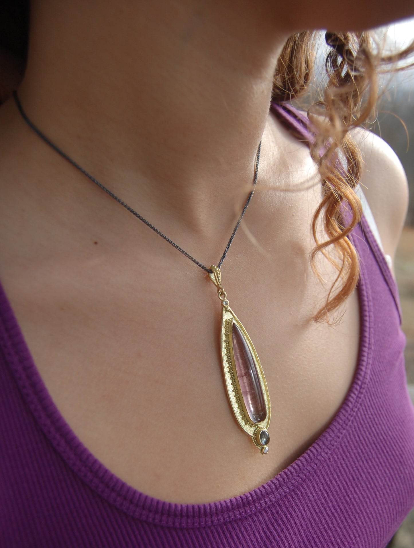 Tourmaline and Diamond 18k Gold Regal Amulet