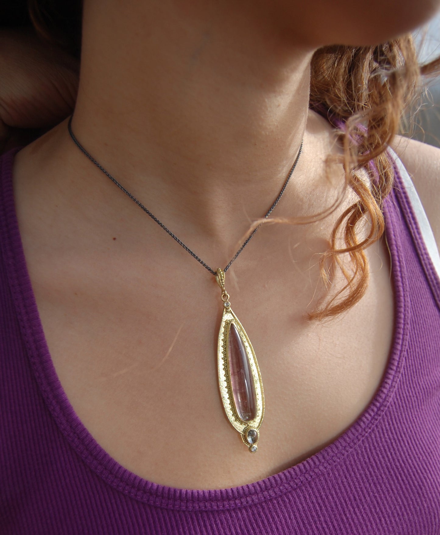 Tourmaline and Diamond 18k Gold Regal Amulet