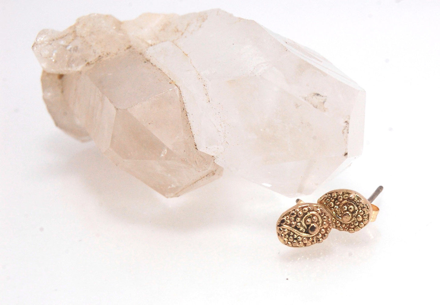 Seaweed Post Earrings - Small - 14k gold or Sterling These detailed post earrings are cast in sterling from an original granulated pair I designed to go with my Seaweed Dangles.Cast in sterling silver or 14k gold using the process of Lost Wax CastingPost