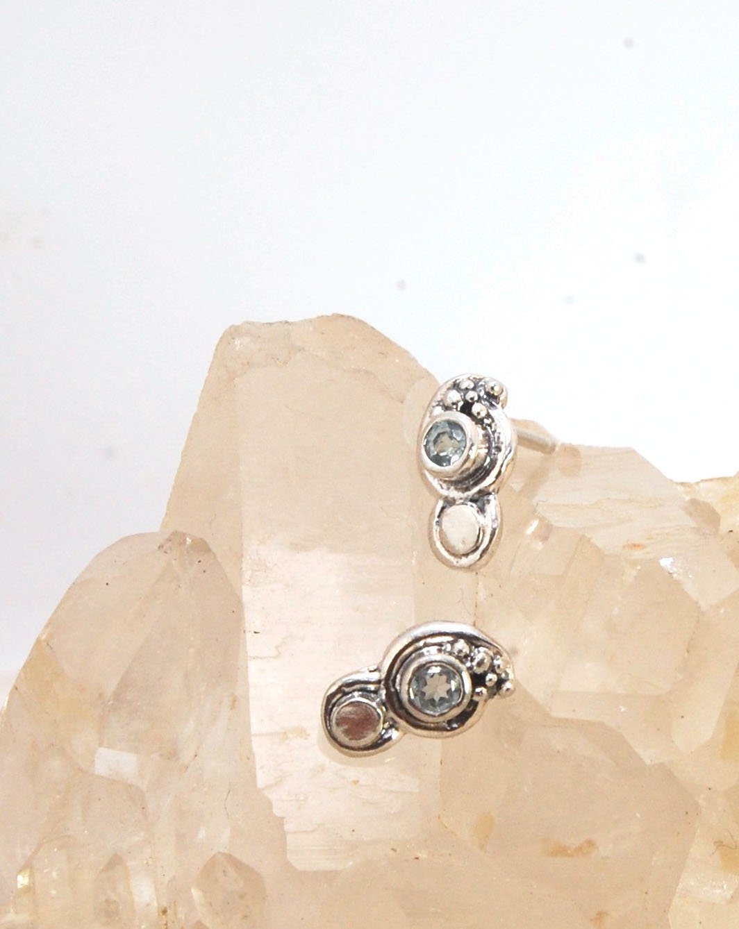 Wisteria Post Earrings in Amethyst, Garnet, or Topaz - Sterling SIlver cast granulation,faceted gemstone,Lost wax cast earrings,post earrings,sterling,sterling silver,wisteria posts These delicate Wisteria earrings are cast in sterling silver from a Fine