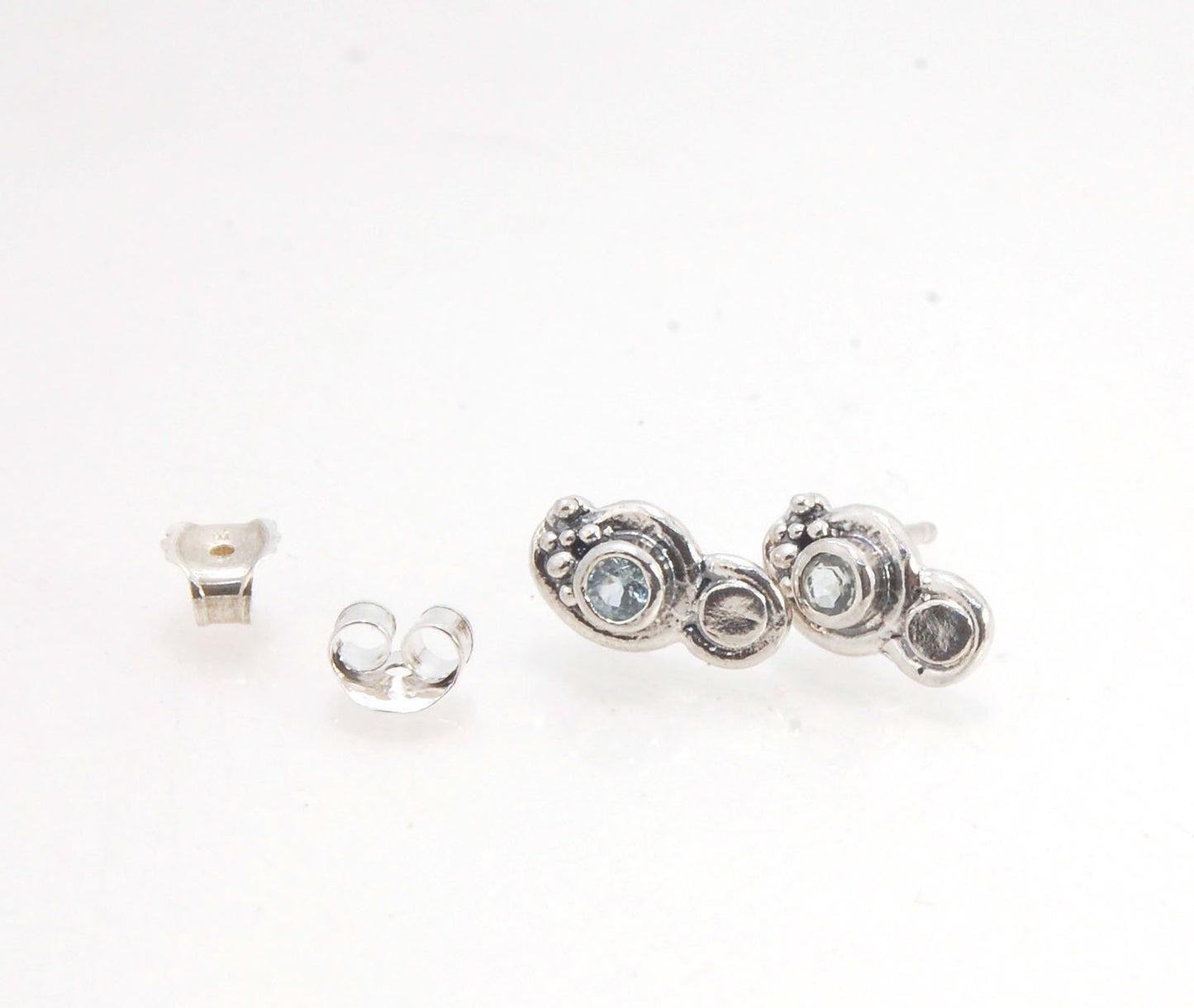 Wisteria Post Earrings in Amethyst, Garnet, or Topaz - Sterling SIlver cast granulation,faceted gemstone,Lost wax cast earrings,post earrings,sterling,sterling silver,wisteria posts These delicate Wisteria earrings are cast in sterling silver from a Fine