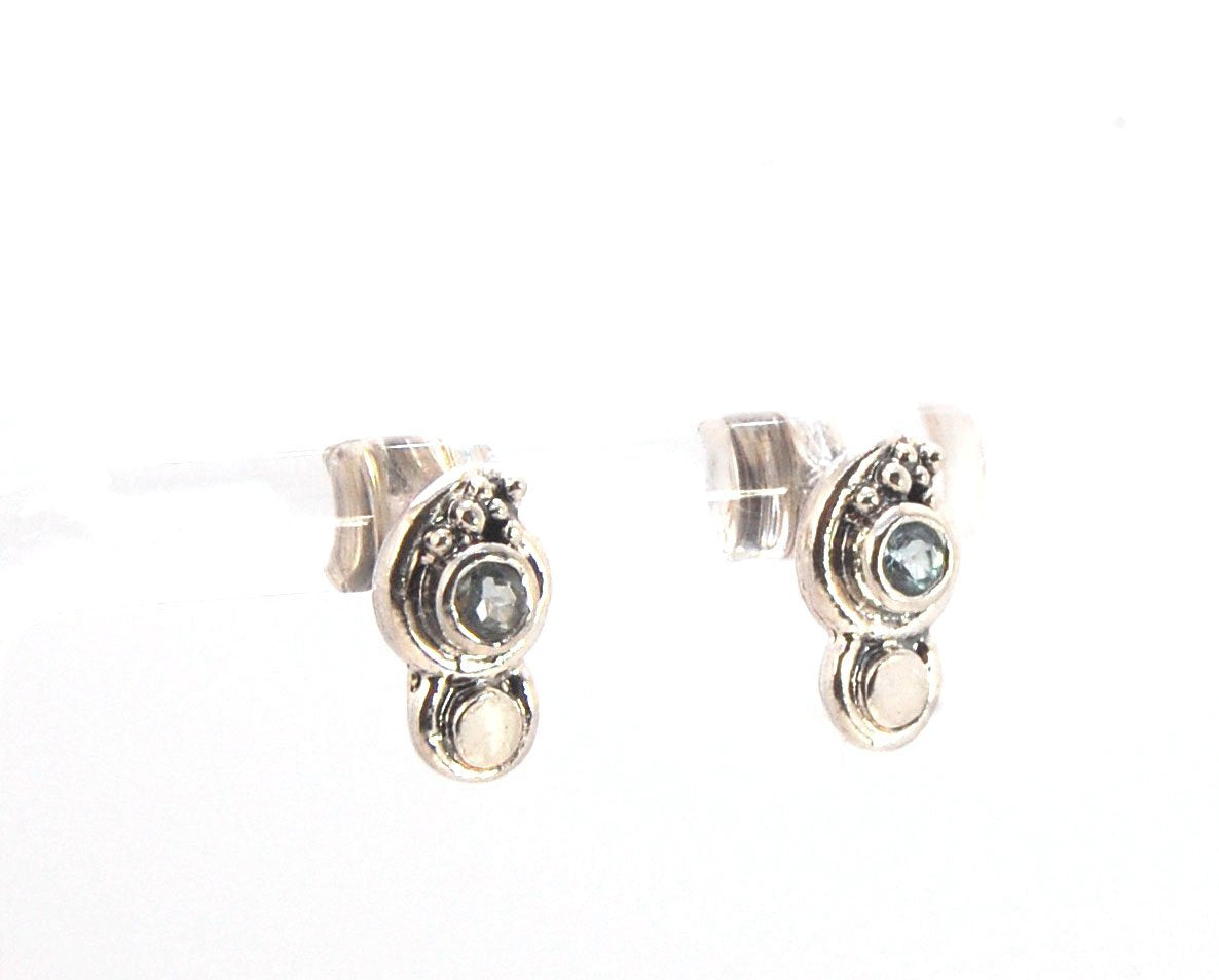 Wisteria Post Earrings in Amethyst, Garnet, or Topaz - Sterling SIlver cast granulation,faceted gemstone,Lost wax cast earrings,post earrings,sterling,sterling silver,wisteria posts These delicate Wisteria earrings are cast in sterling silver from a Fine