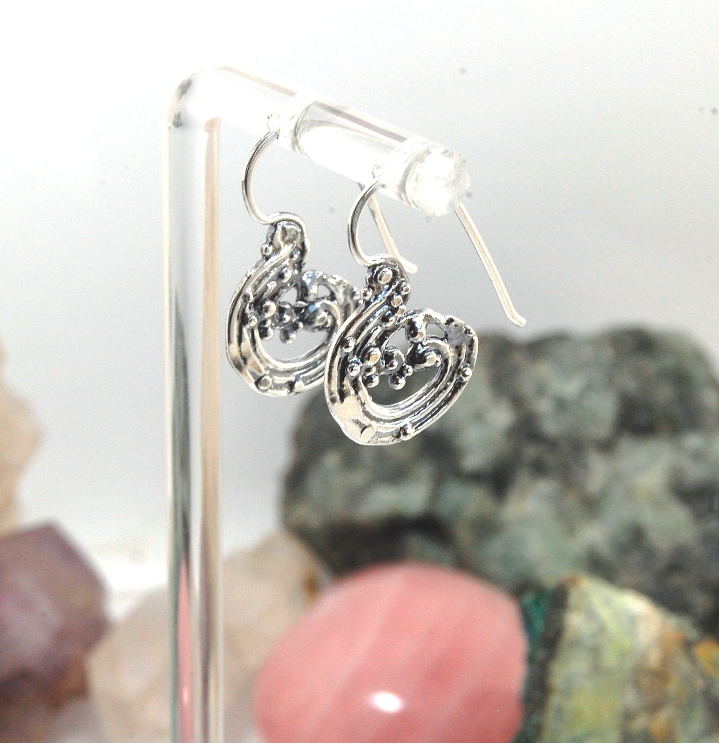 Wave Hoops - Sterling - Small These small Wave Hoops are part of The Minoan Collection. These great Wave Hoops are cast versions of original fine silver granulation work, which is then molded for repeat waxes and then cast in my studio. Granulation is an