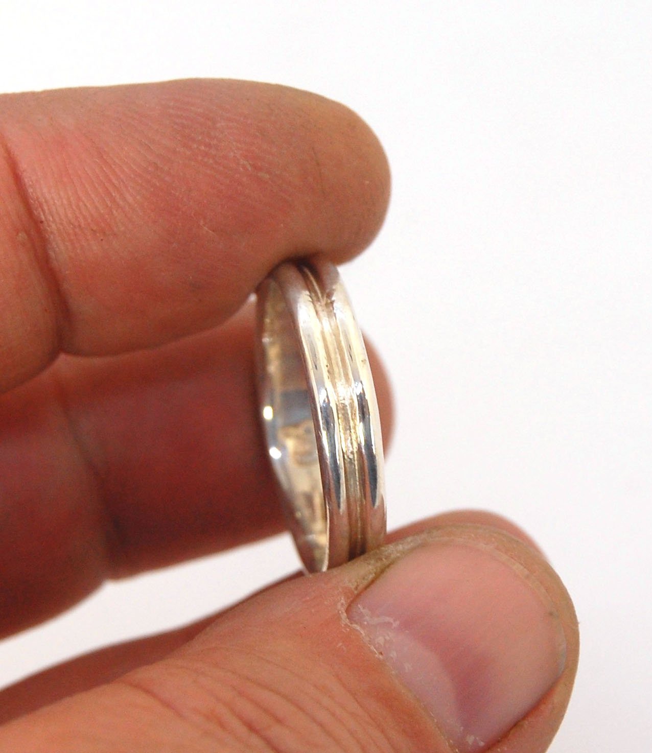 2 Rim 3.3mm Wide Band in Sterling silver Let me make a ring for you!This is a 2 rim band, 3.3 mm wide cast from a wax carving turned on a lathe and cast using the process of lost wax. These are so much fun to make and I have several variations of differen