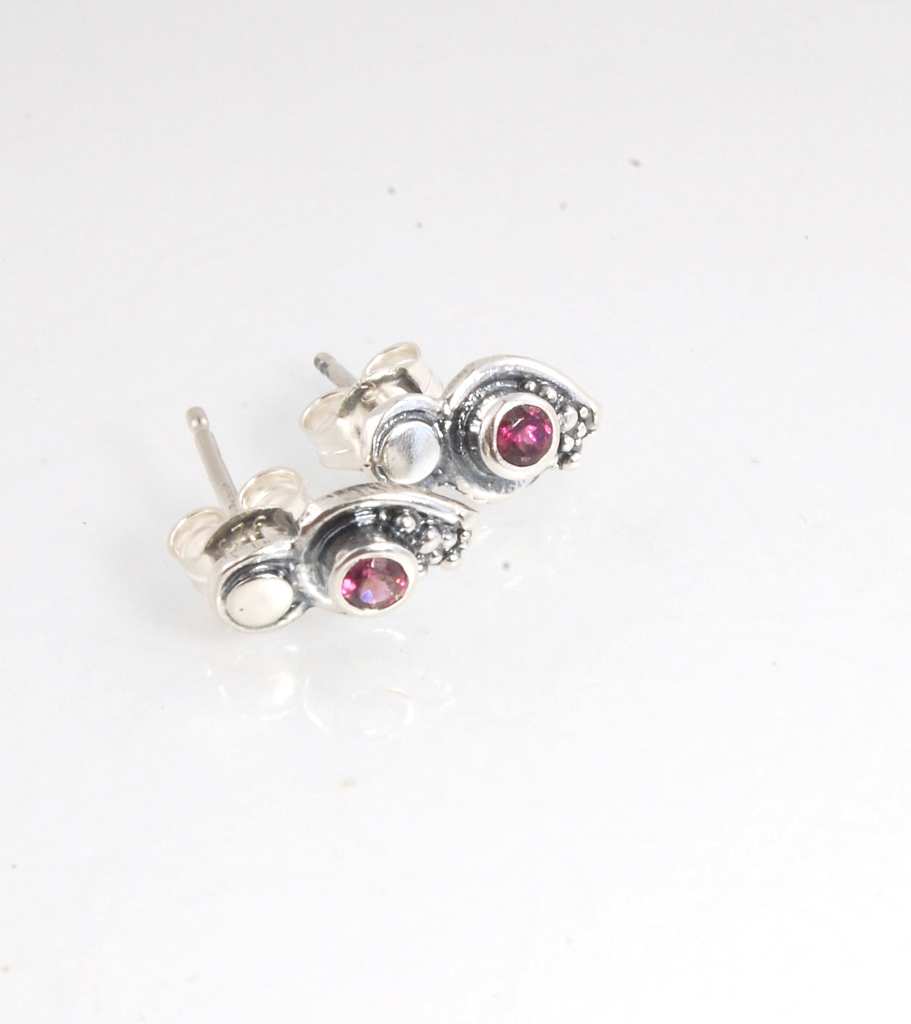 Wisteria Gem Shimmer Top Post Earrings in Amethyst, Garnet, or Topaz - Sterling SIlver
