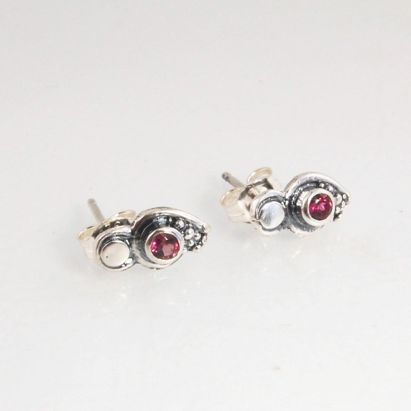 Wisteria Gem Shimmer Top Post Earrings in Amethyst, Garnet, or Topaz - Sterling SIlver