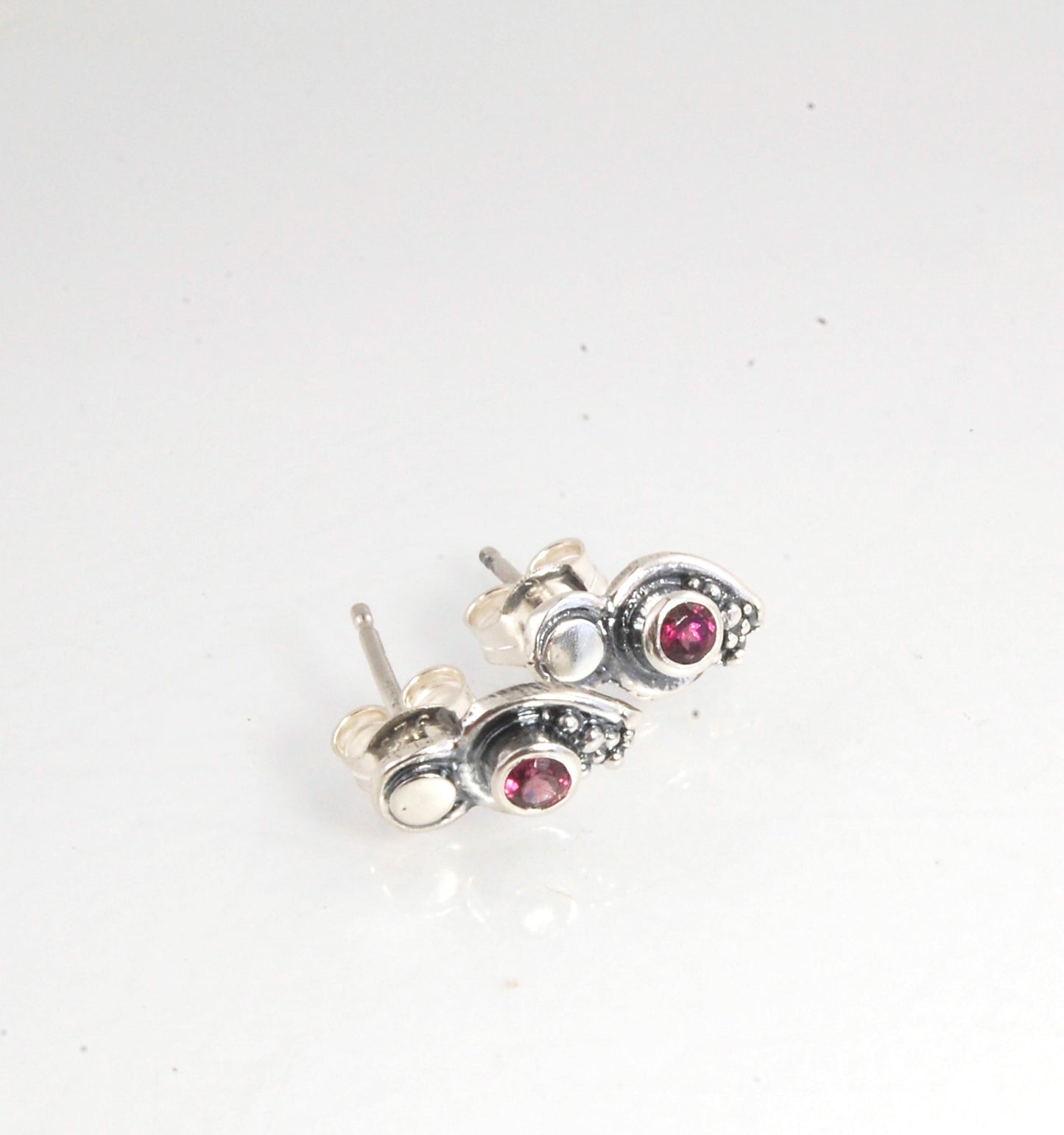 Wisteria Gem Shimmer Top Post Earrings in Amethyst, Garnet, or Topaz - Sterling SIlver