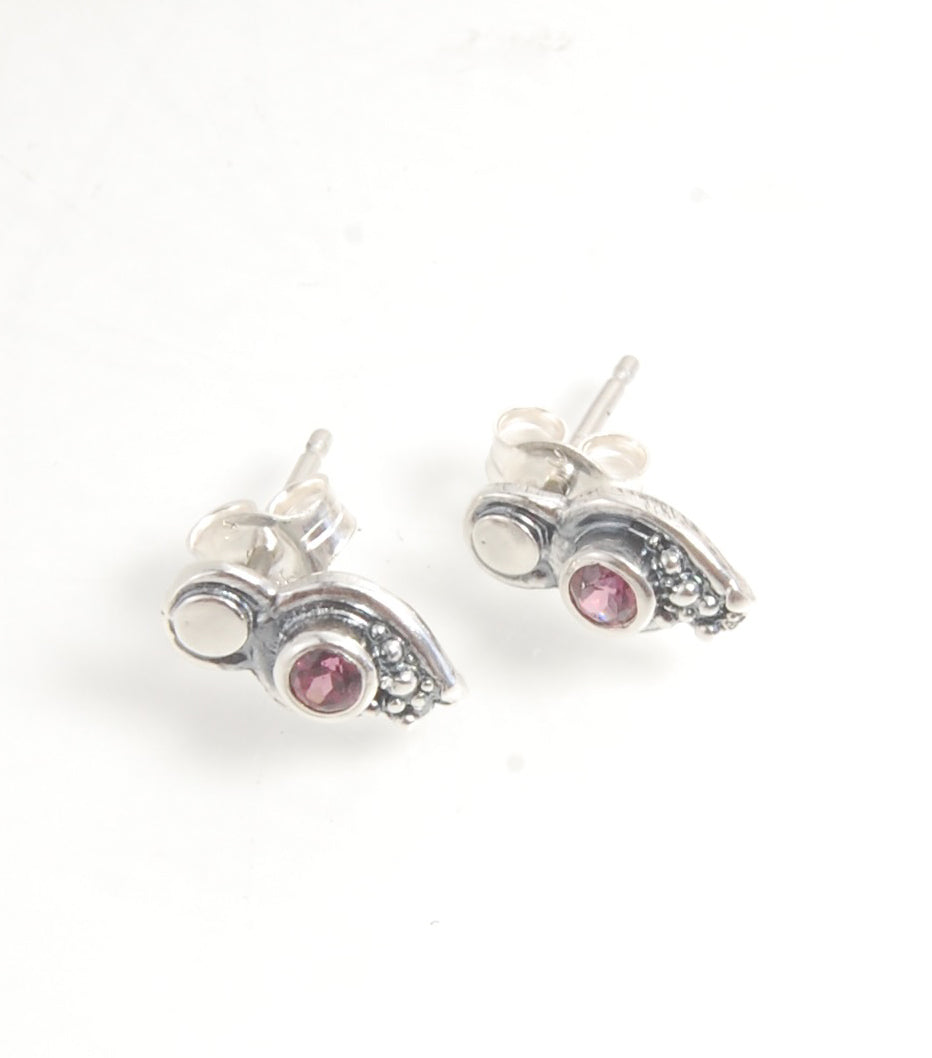 Wisteria Gem Shimmer Top Post Earrings in Amethyst, Garnet, or Topaz - Sterling SIlver