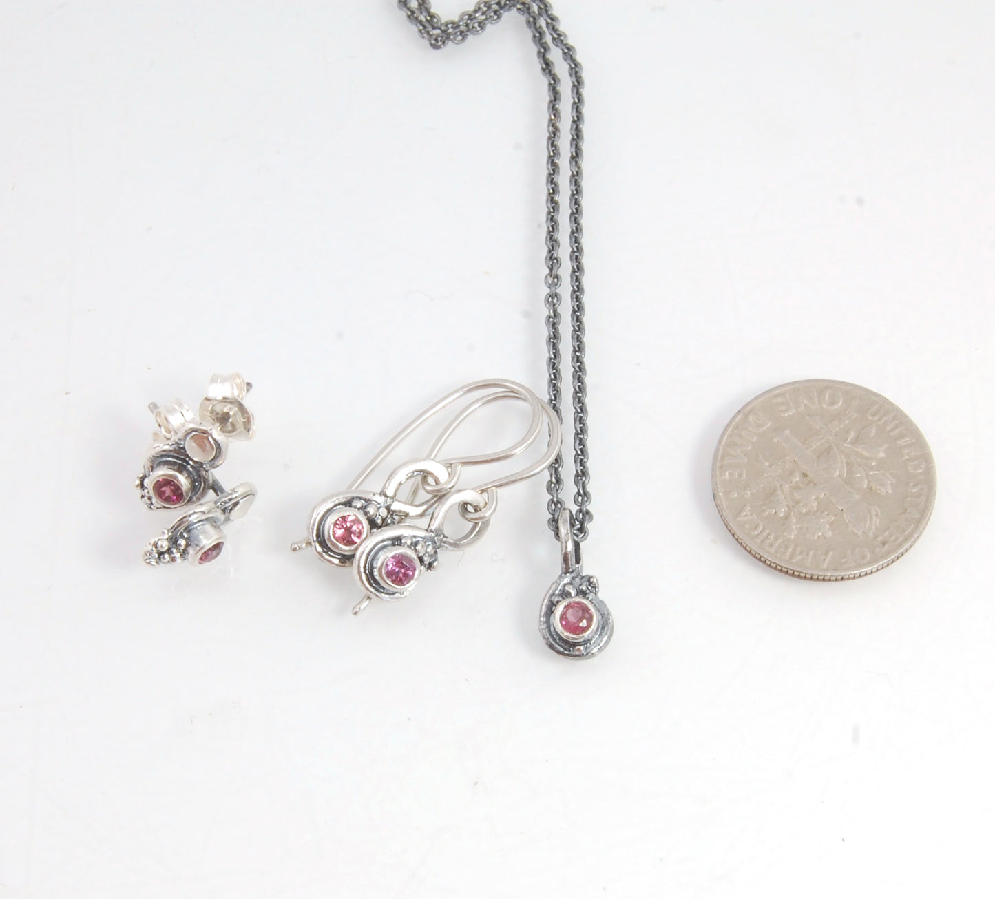 Wisteria Gem Shimmer Top Post Earrings in Amethyst, Garnet, or Topaz - Sterling SIlver