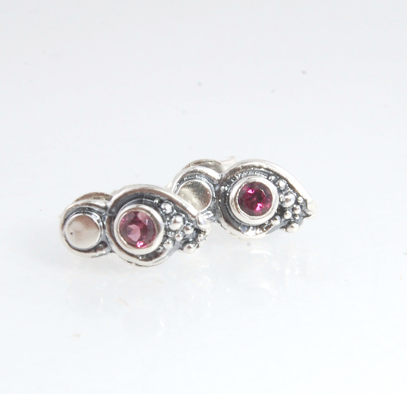 Wisteria Gem Shimmer Top Post Earrings in Amethyst, Garnet, or Topaz - Sterling SIlver