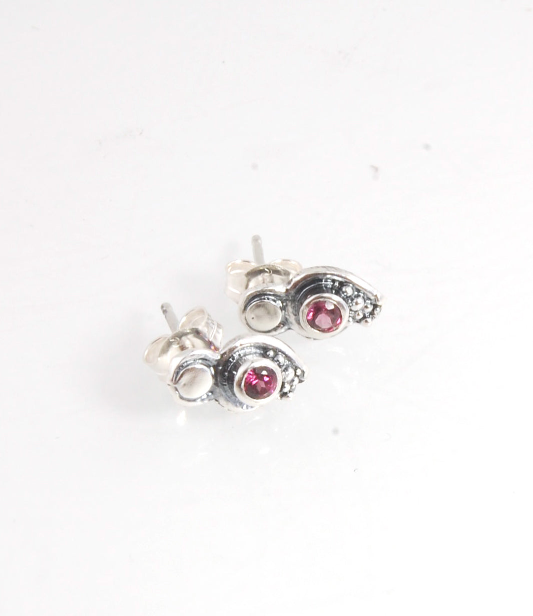 Wisteria Gem Shimmer Top Post Earrings in Amethyst, Garnet, or Topaz - Sterling SIlver
