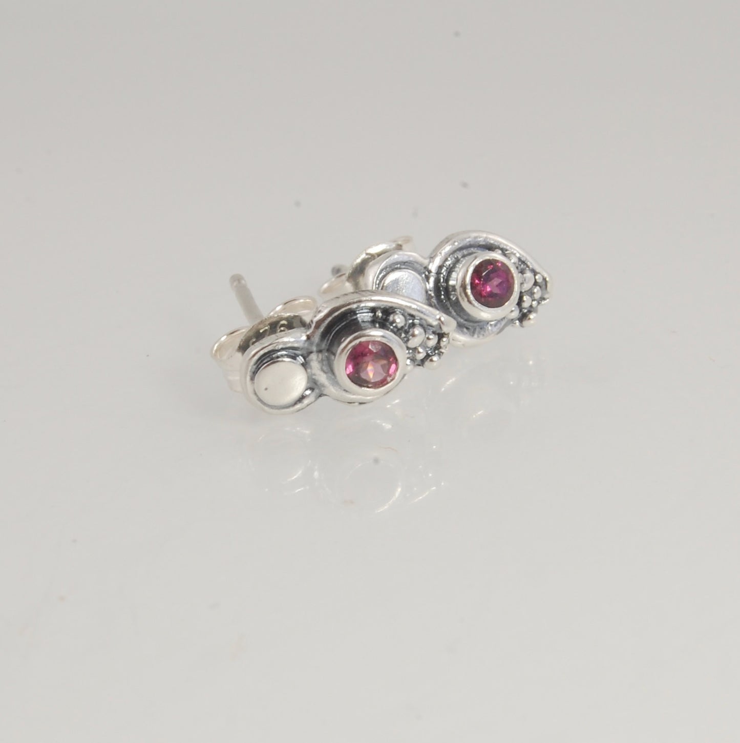 Wisteria Gem Shimmer Top Post Earrings in Amethyst, Garnet, or Topaz - Sterling SIlver