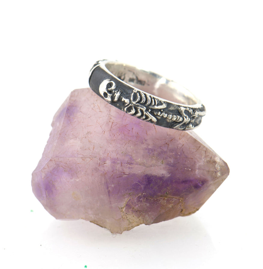 Oxidized Memento Mori Skeleton Ring in Sterling -2.7mm-8mm - Choose from 5 Designs