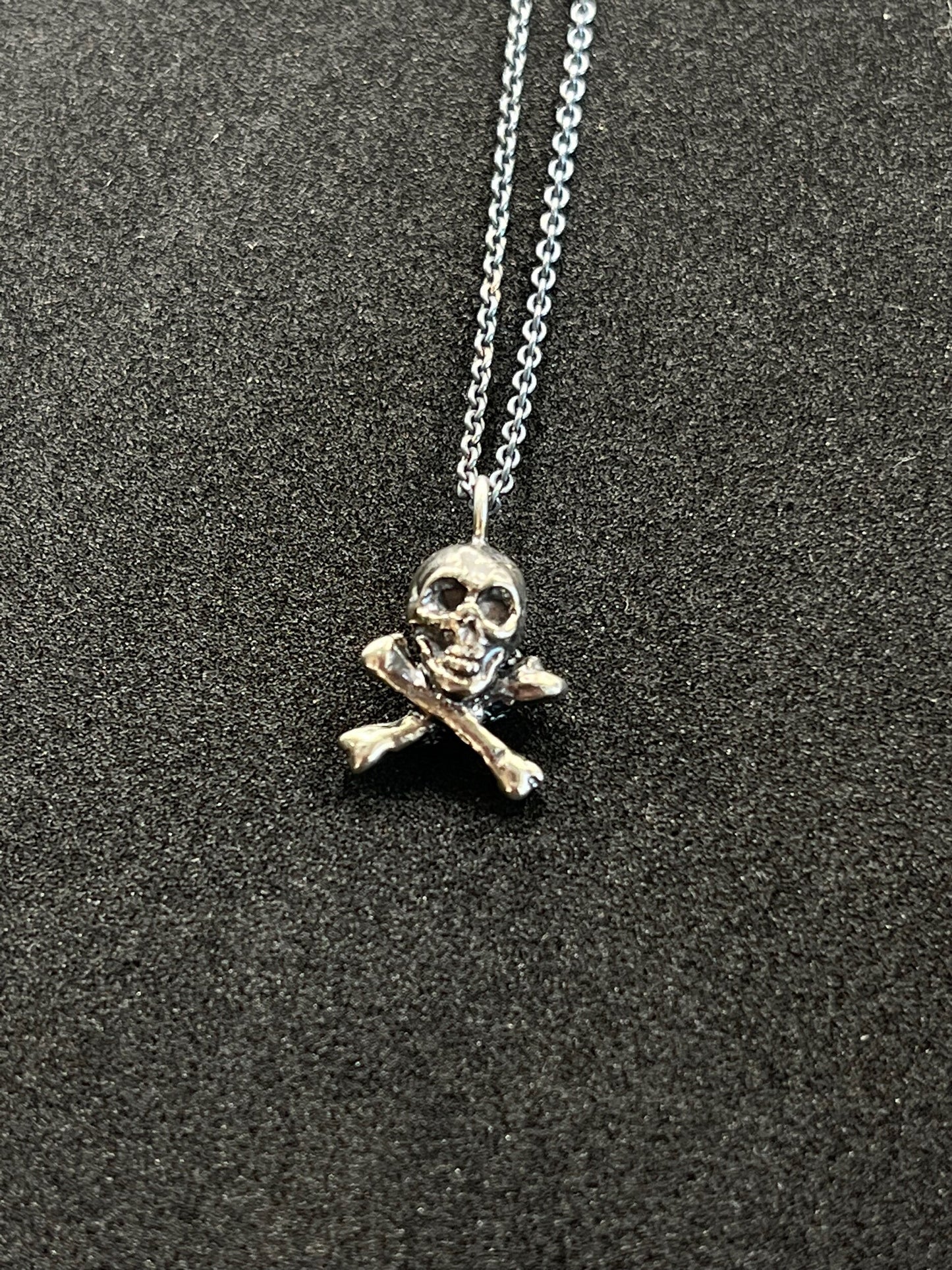 Jolly Roger Pendant This solid sterling silver Jolly Roger Pendant is wax carved by hand and cast using the ancient process of Lost Wax casting. I then made a mold, which I can inject with wax and make wax copies of the Jolly Roger Pendant and cast a lot