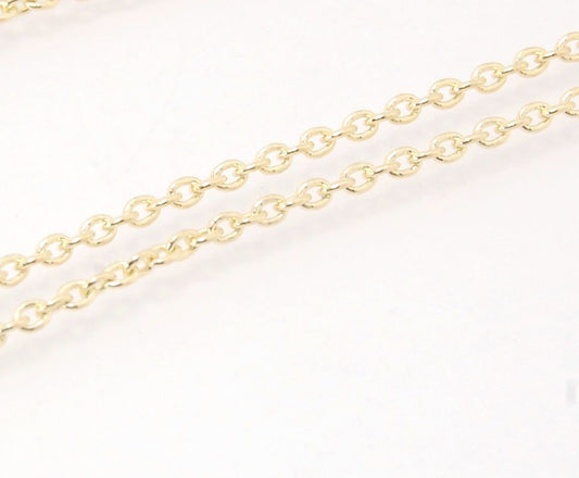 1.45mm 14k yellow gold cable chain with Lobster Clasp - 16", 18", 20" or 24" This lovely finished chain is the Goldilocks of chains. Not too big and not too small with a secure make and classic but understated design to compliment your handmade pendant. T