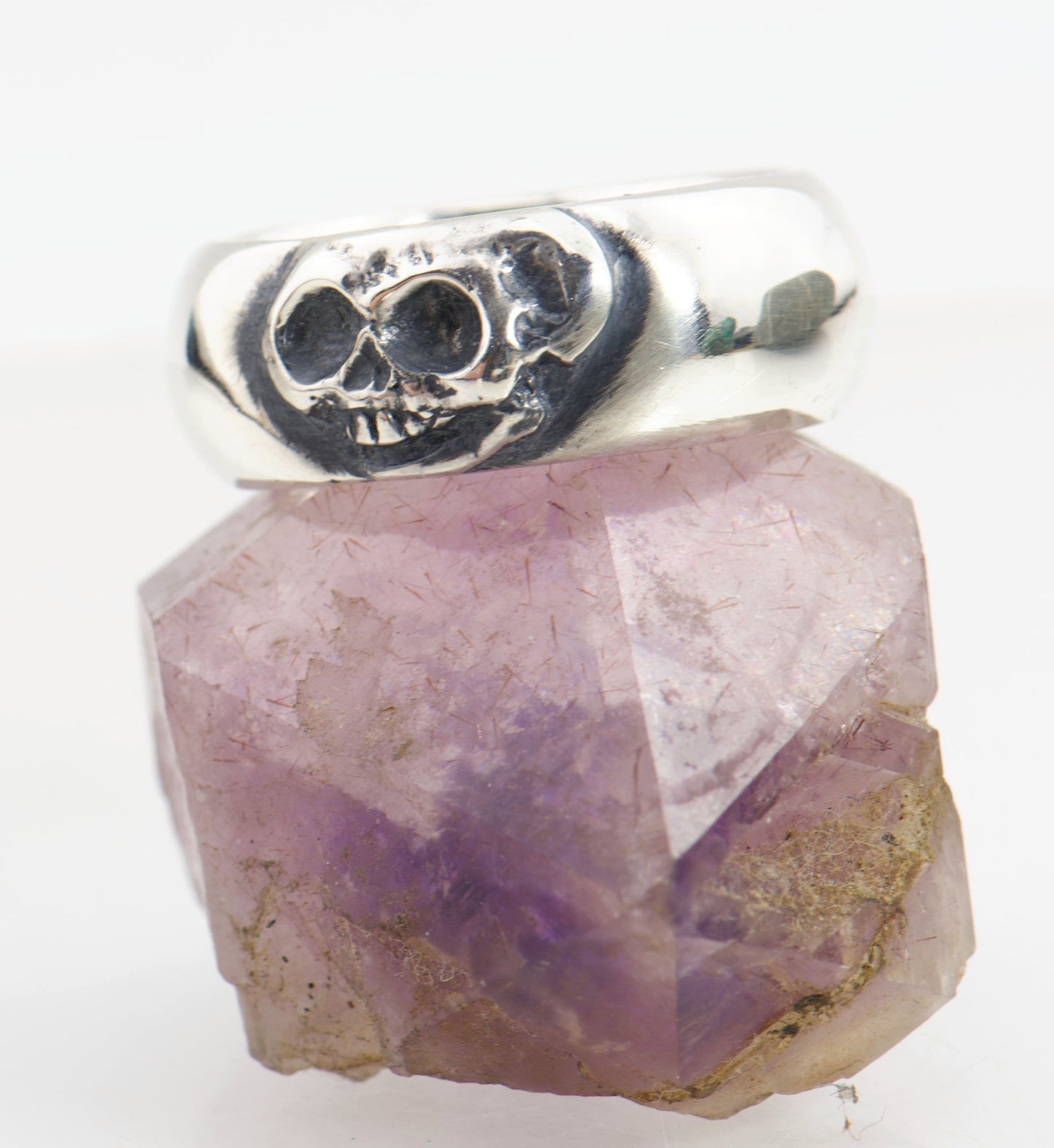 Skull Face Half Round Memento Mori Rings in 3 Widths