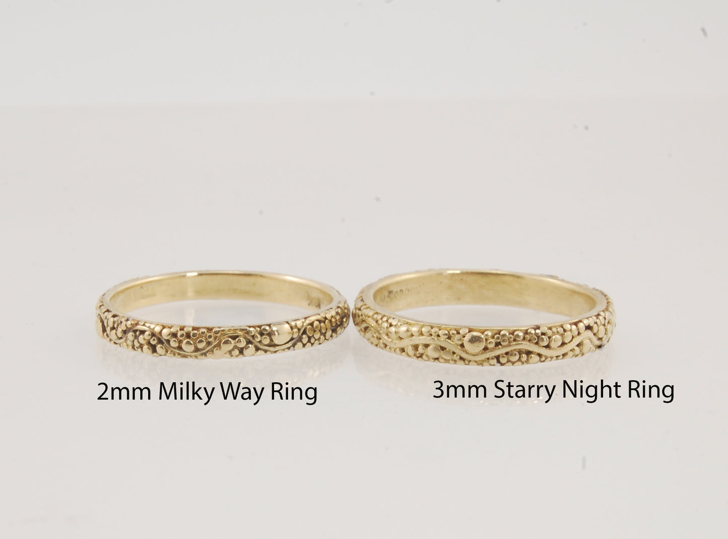 Starry Night Ring - 3mm - 18k Rich Yellow Gold or Fine Silver