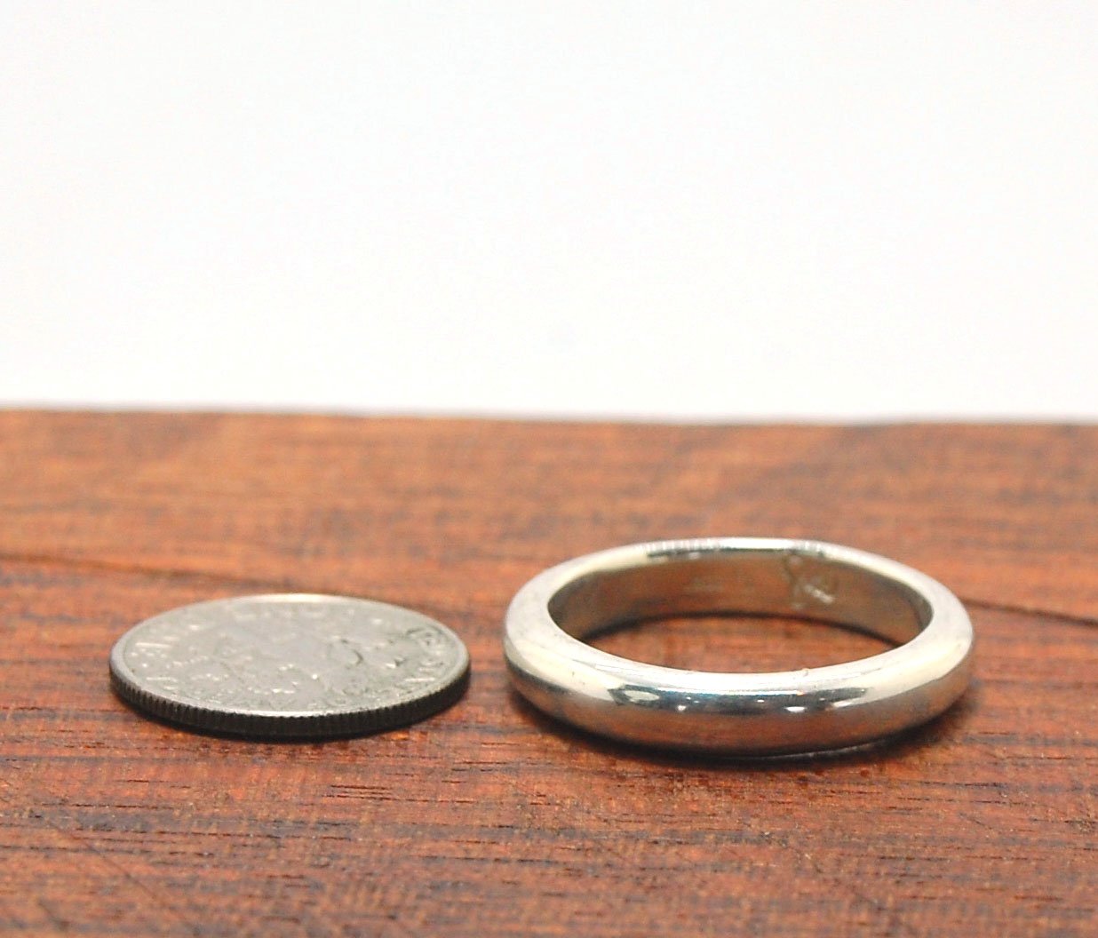 Heavy Half Round Plain Band - 4.1mm wide x 2.4mm thick in Gold or Silver Let me make you a ring!This half round plain band is carved in wax on a lathe and cast in my studio and hand finished to your specifications. 4.1mm wide x 2.4 mm thick.This half roun