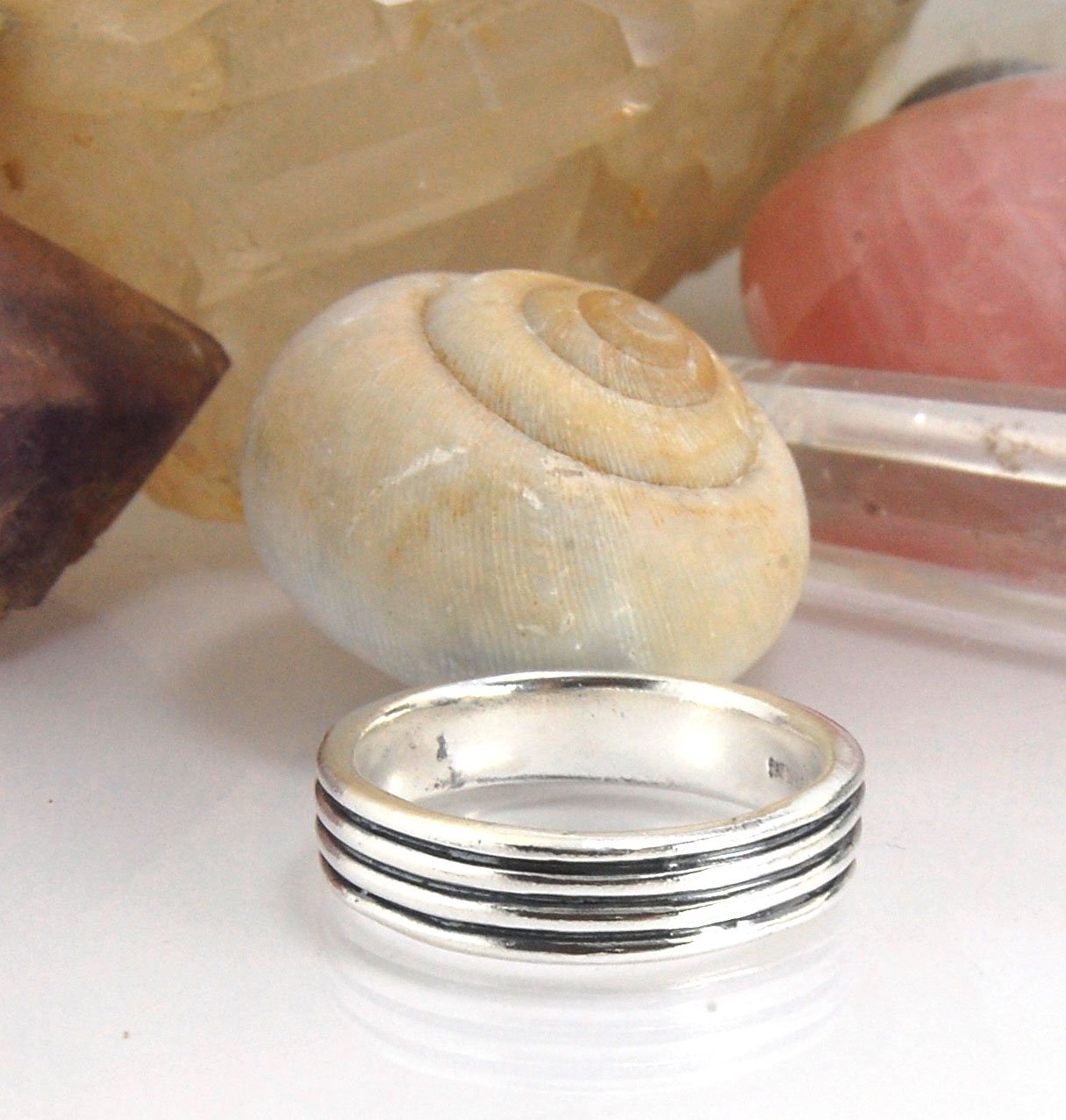 4 Rim Heavy Band 6mm wide - in Gold or Silver This is a heavy band cast from a wax carving turned on a lathe. These are so much fun to make! I have several different variations of this design.6mm wide and 2 mm thickThis ring is pictured in sterling silver