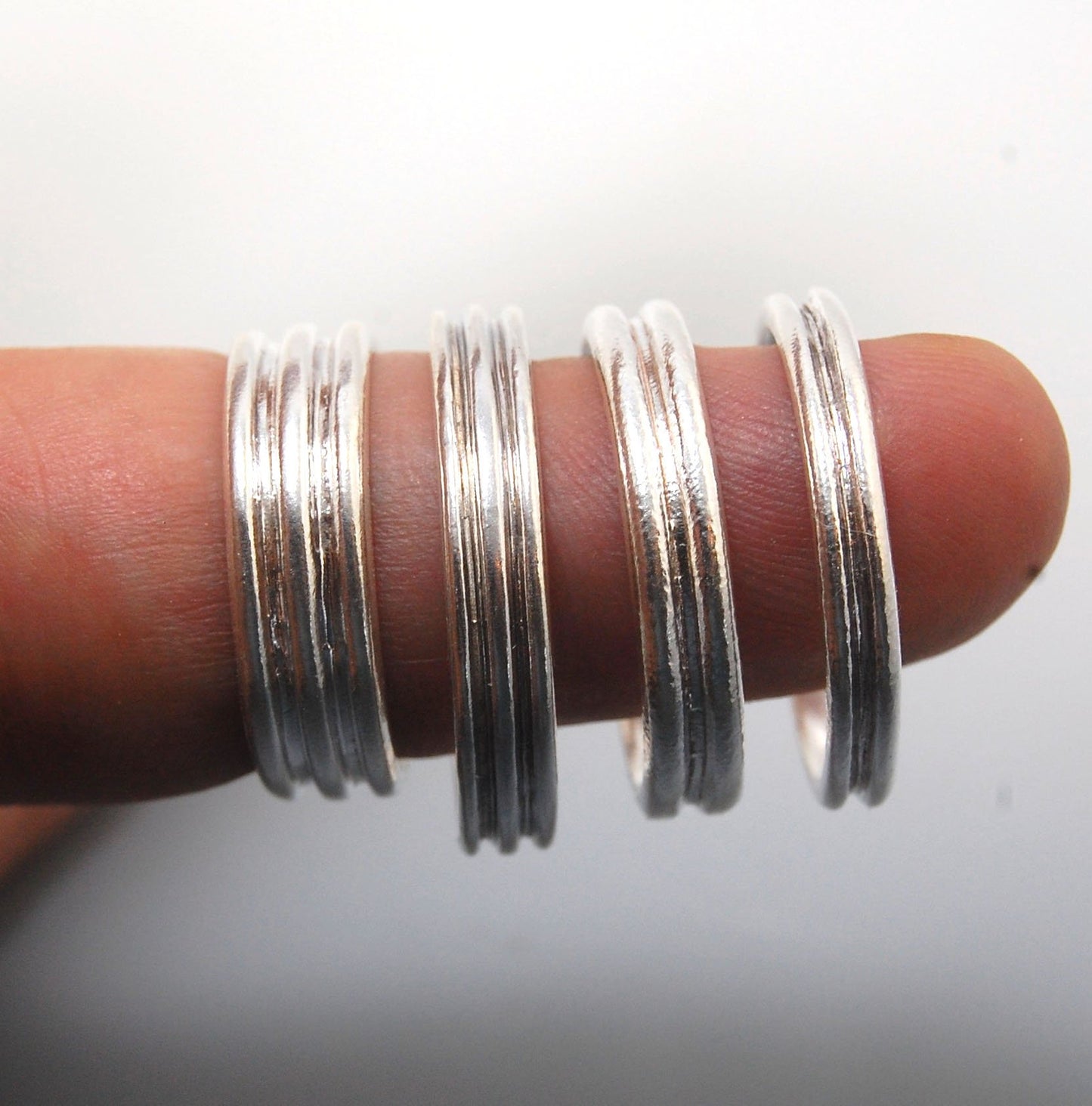 3 Rim Band -6.2mm wide - Sterling silver, 14k or 18k yellow gold This is a 3 rim band cast from a wax carving turned on a lathe and cast using the lost wax process. These are so much fun to make and I have several variations of different rims and widths a