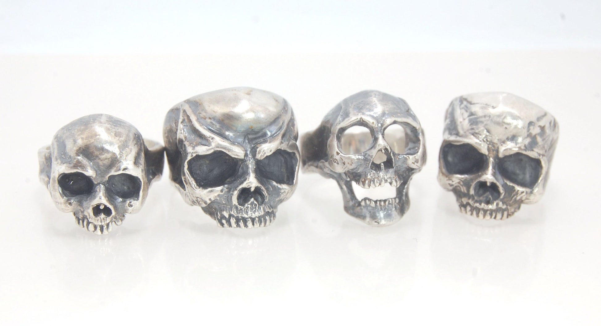 Richard II Skull Ring in Sterling This is a heavy, heavy-duty, solid skull ring that is Made to Order for you in your size. You will probably not want to play picklebalI or play the flute while wearing this heavy ring. Just saying. I carved this skull in