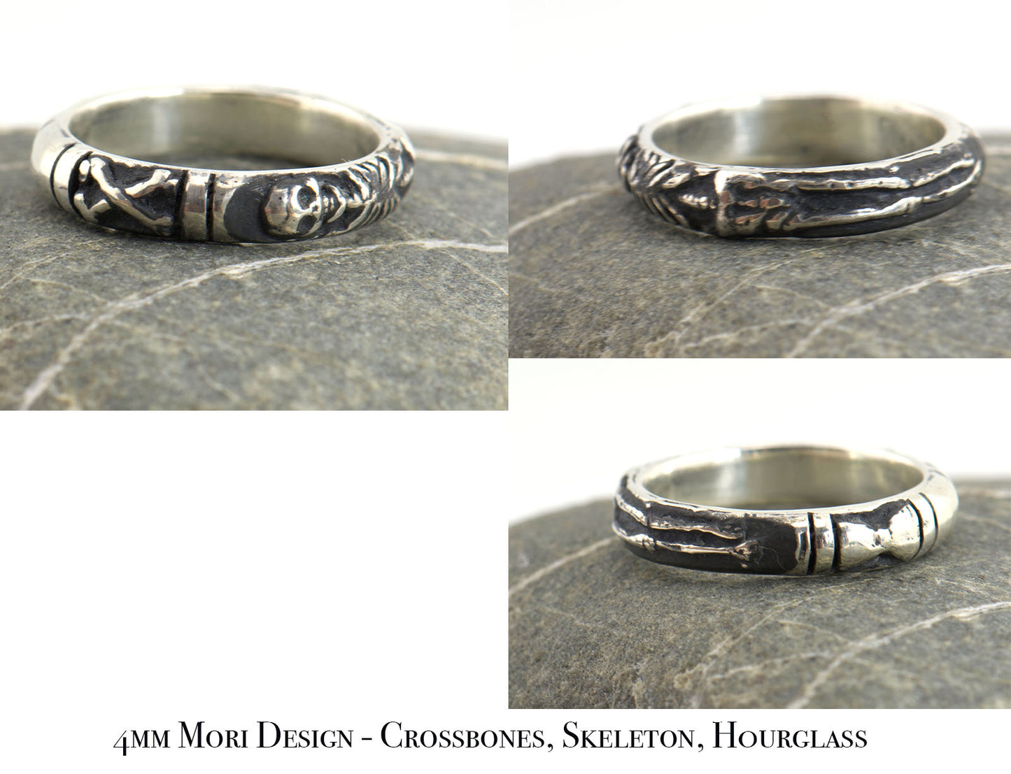 ENAMELED Memento Mori Skeleton Ring in Sterling -2.7mm-8mm - Choose from 5 Designs