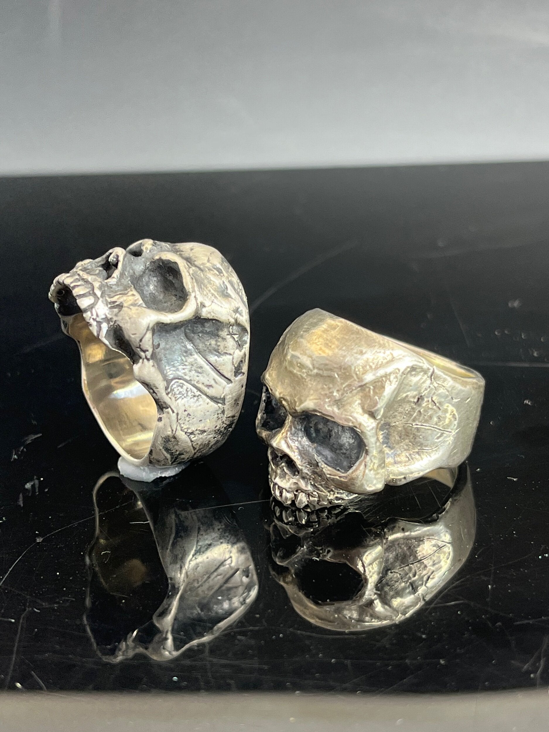 Richard II Skull Ring in Sterling This is a heavy, heavy-duty, solid skull ring that is Made to Order for you in your size. You will probably not want to play picklebalI or play the flute while wearing this heavy ring. Just saying. I carved this skull in