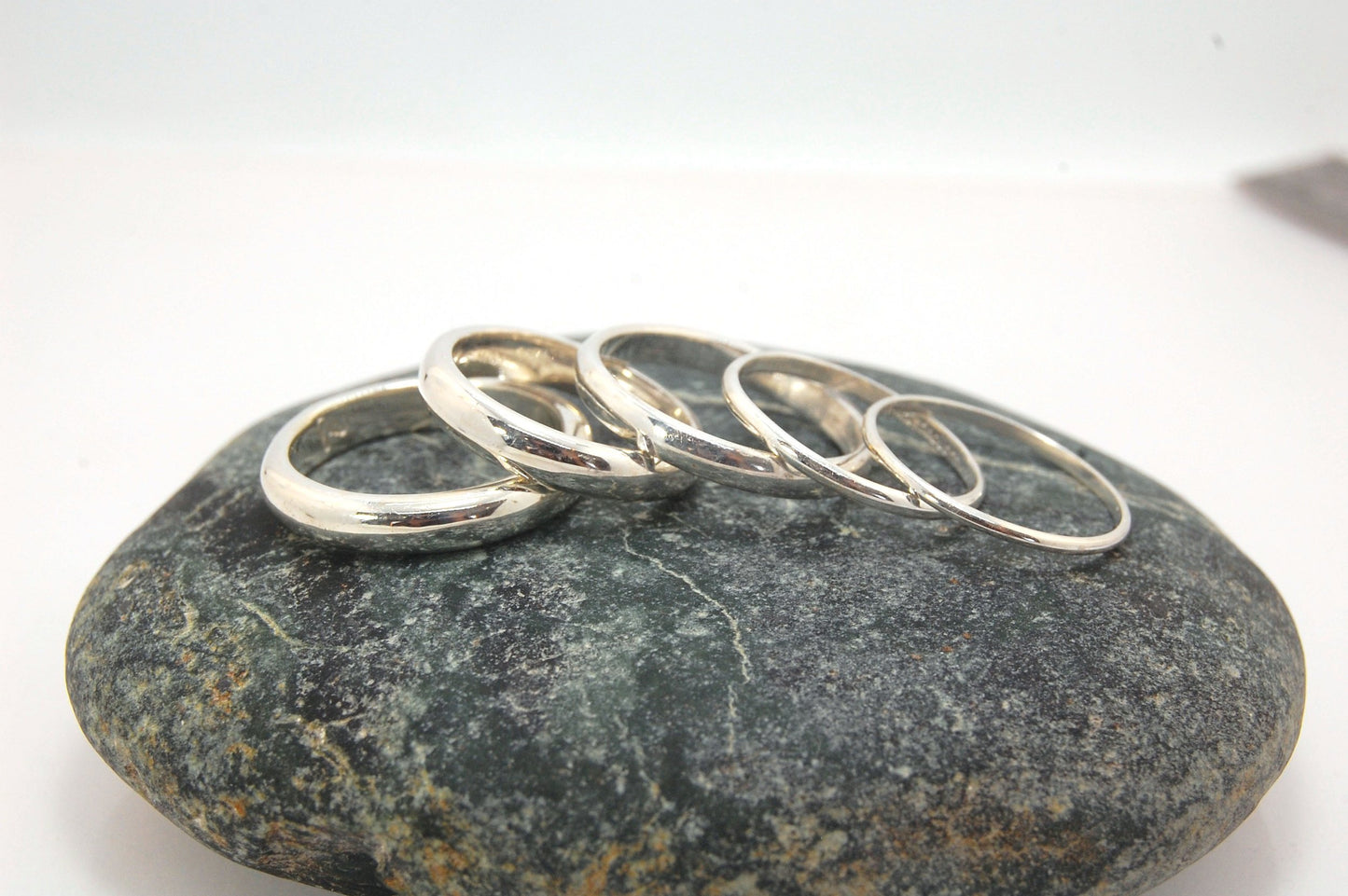 Thin Half Round Plain Band - 1.8mm wide x 1mm thick in Gold or Silver Let me make you a ring!This half round plain band is milled in my studio and hand finished to your specifications in the metal of your choice.This half round band ring is pictured in st