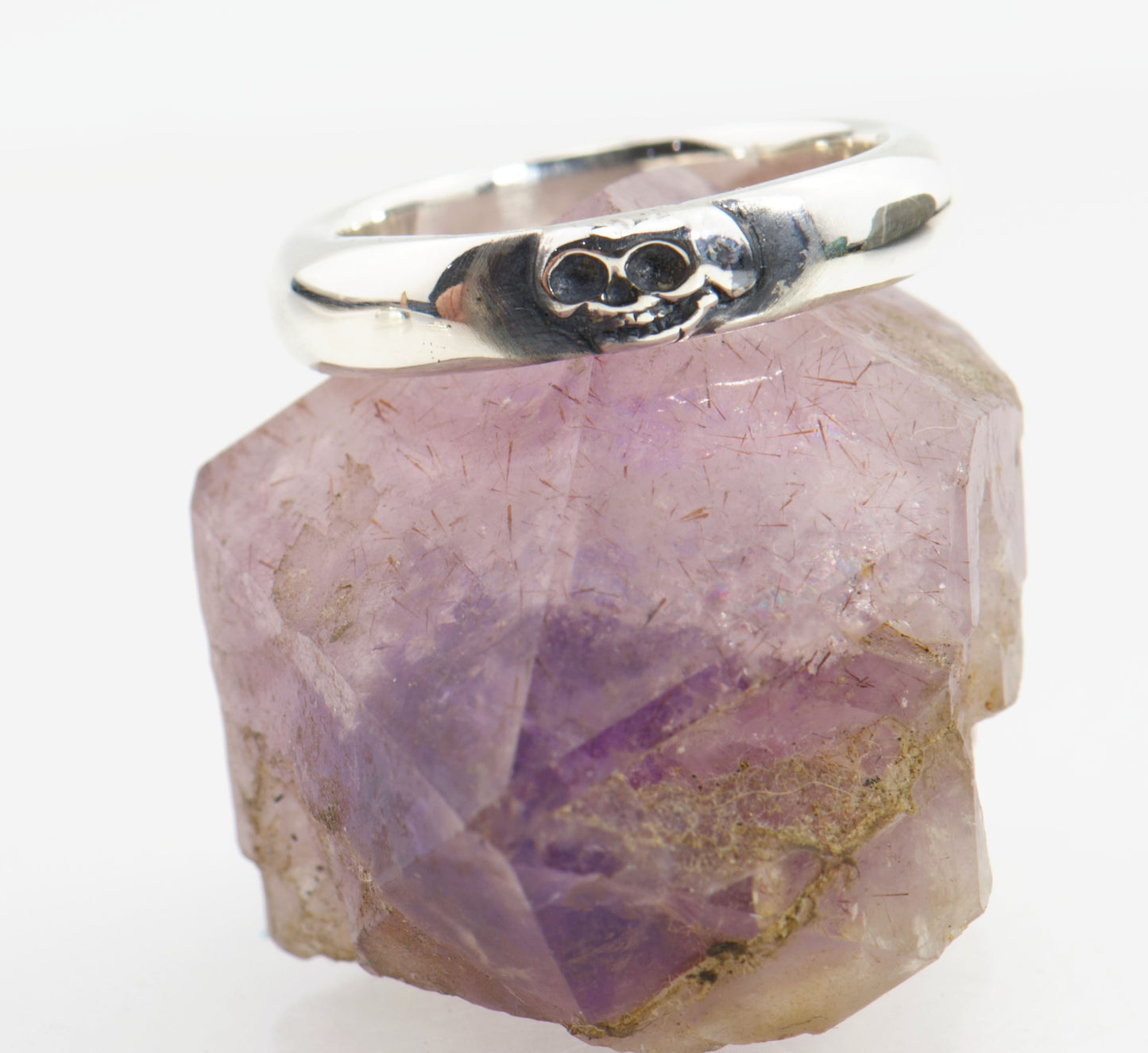Skull Face Half Round Memento Mori Rings in 3 Widths