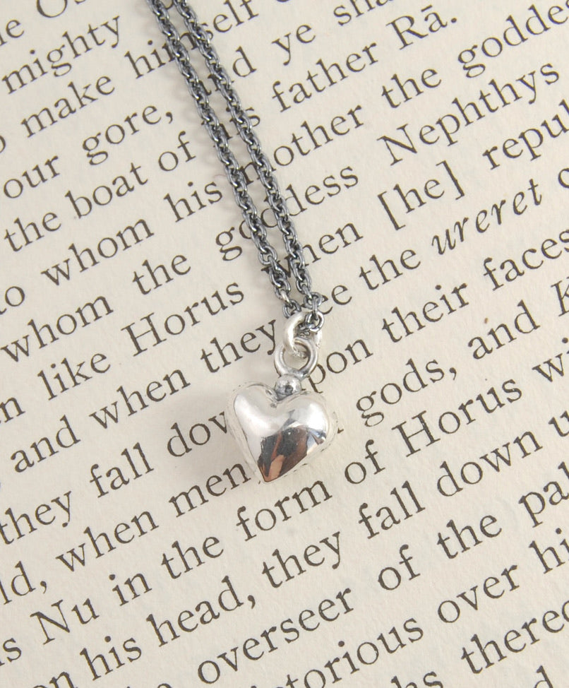 Small Puffy Heart Dangle Pendant in Sterling Silver