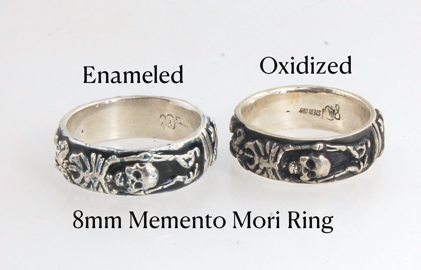 Wide Memento Mori Rings  - 8mm