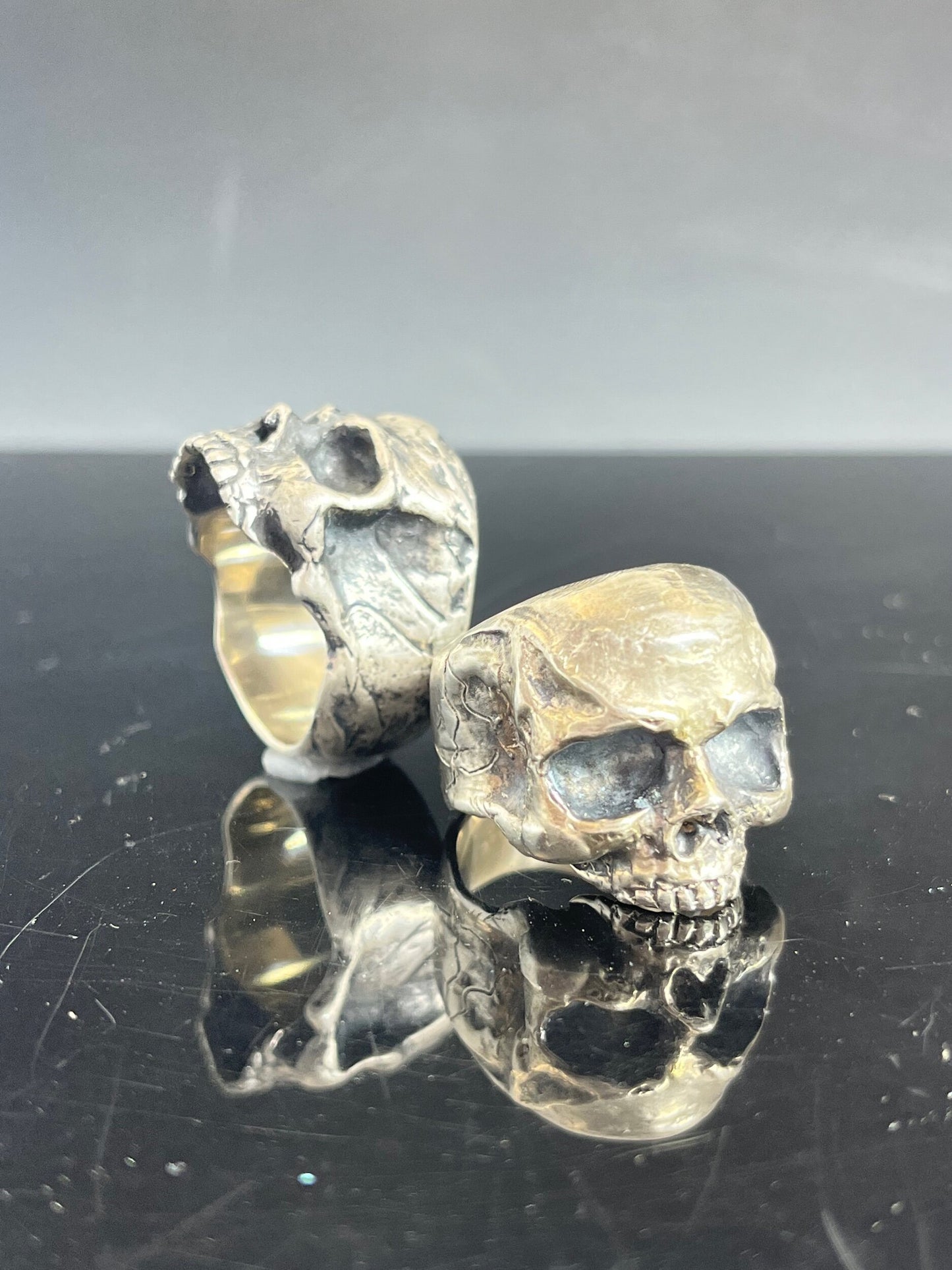 Richard II Skull Ring in Sterling This is a heavy, heavy-duty, solid skull ring that is Made to Order for you in your size. You will probably not want to play picklebalI or play the flute while wearing this heavy ring. Just saying. I carved this skull in